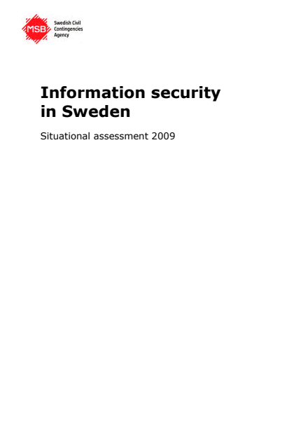Omslagsbild för  Information security in Sweden : situational assessment 2009