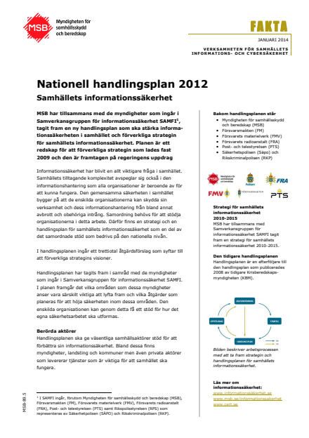 Nationell handlingsplan 2012 : samhällets informationssäkerhet