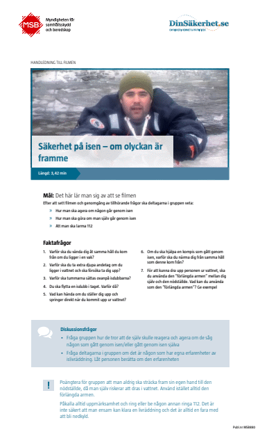 Omslagsbild för  Säkerhet på isen – om olyckan är framme : handledning till filmen