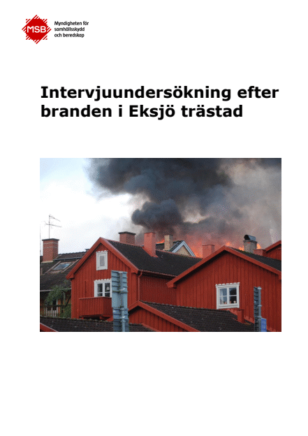 Omslagsbild för  Intervjuundersökning efter branden i Eksjö trästad