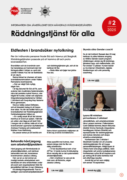 Omslagsbild för Räddningstjänst för alla : information om jämställdhet och mångfald i räddningstjänsten nr 2 2025
