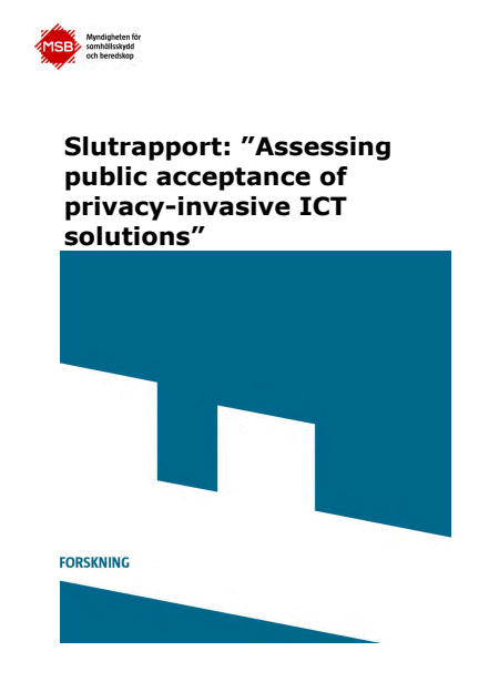 Omslagsbild för  Slutrapport: ”Assessing public acceptance of privacy-invasive ICT solutions”