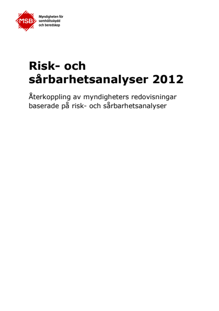Risk- och sårbarhetsanalyser 2012
