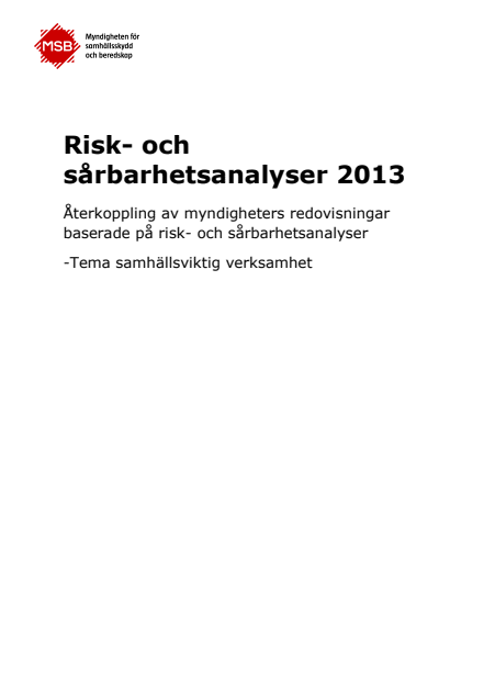 Risk- och sårbarhetsanalyser 2013