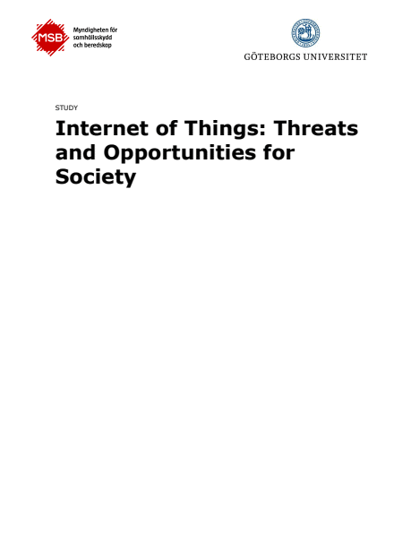 Internet of Things: Threats and Opportunities for Society, study