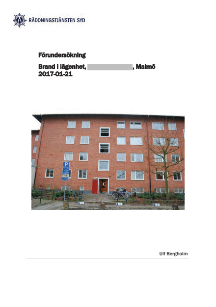 Brand i soffa vid lägenhetsbrand Malmö 2017