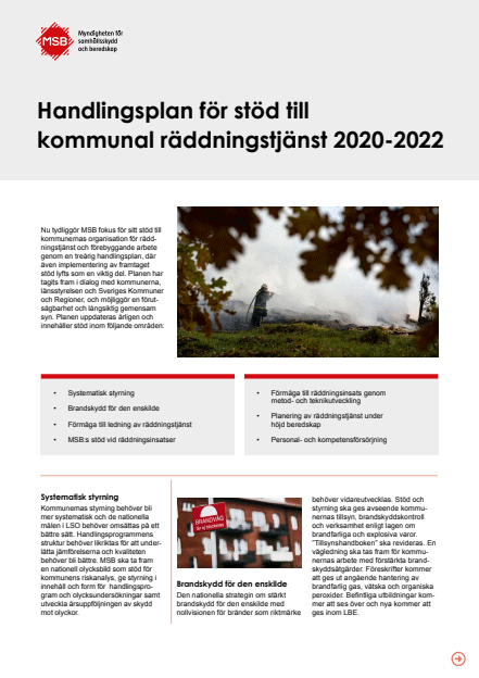 Handlingsplan för stöd till kommunal räddningstjänst 2020-2022