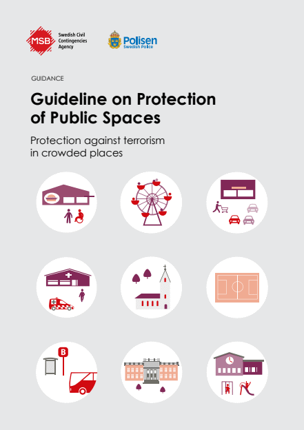 Omslagsbild för  Guideline on protection of public spaces : Protection against terrorism in crowded places, guidance