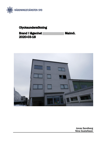 Lägenhetsbrand med nedpendlat innertak Malmö 2020