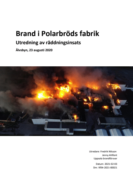 Utredning av räddningsinsats vid brand i Polarbröds fabrik Älvsbyn 2020