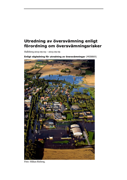 Utredning av översvämning enligt förordning om översvämningsrisker : Hallsberg 2015-09-05 – 2015-09-09