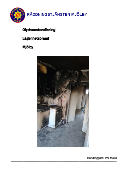 Brandspridning mellan lägenheter Mjölby 2021