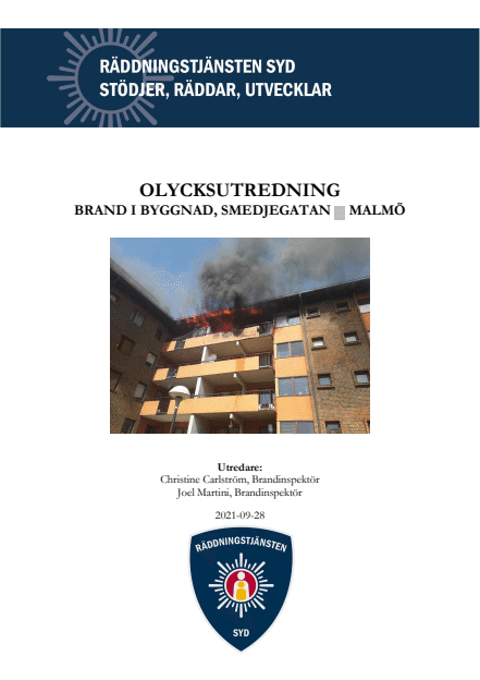 Balkongbrand spreds till vind Malmö 2021