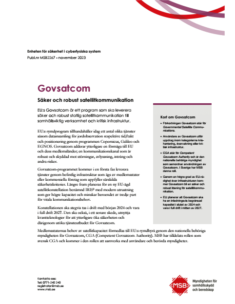 Govsatcom : säker och robust satellitkommunikation