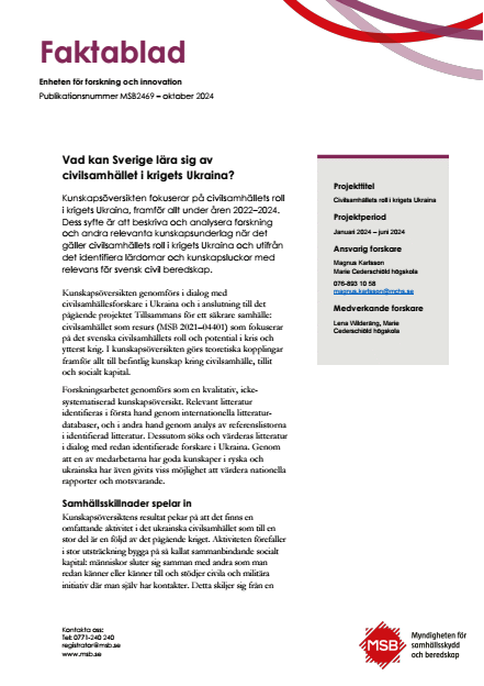 Omslagsbild för  Vad kan Sverige lära sig av civilsamhället i krigets Ukraina?