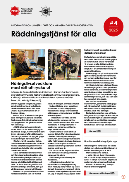Omslagsbild för  Räddningstjänst för alla : information om jämställdhet och mångfald i räddningstjänsten nr 4 2025
