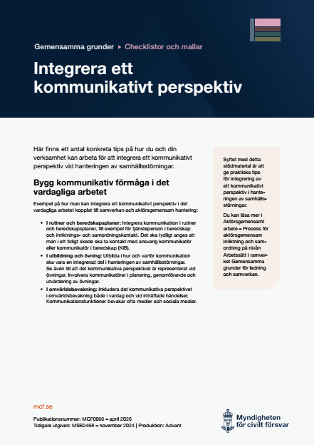 Omslagsbild för  Gemensamma grunder - checklistor - Integrera ett kommunikativt perspektiv
