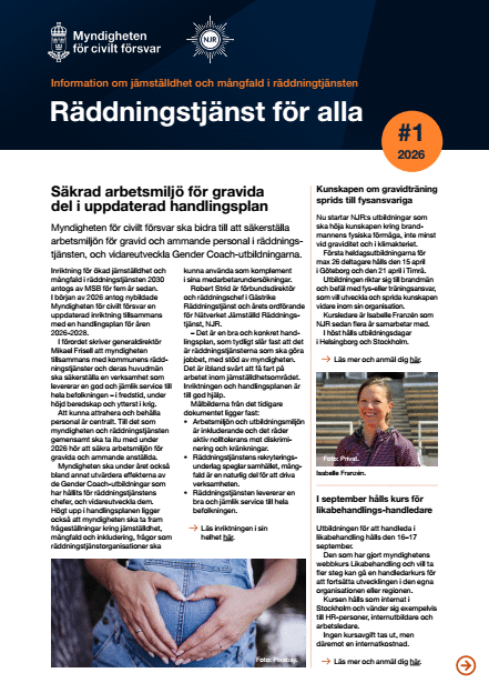 Omslagsbild för  Räddningstjänst för alla : information om jämställdhet och mångfald i räddningstjänsten nr 1 2026