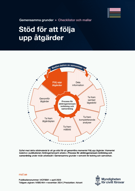 Omslagsbild för  Gemensamma grunder - checklistor och mallar - aktörsgemensam inriktning och samordning - Följa upp åtgärder