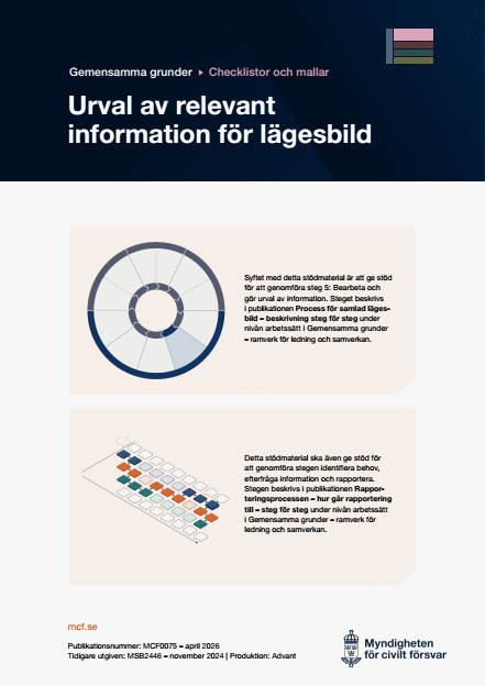 Omslagsbild för  Gemensamma grunder - checklistor och mallar - samlad lägesbild - Göra urval av relevant information