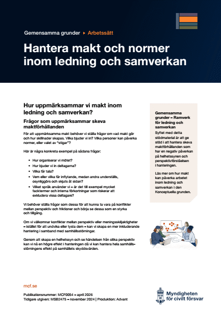 Omslagsbild för  Gemensamma grunder - arbetssätt - konceptuell grund - Arbetssätt för att hantera makt och normer