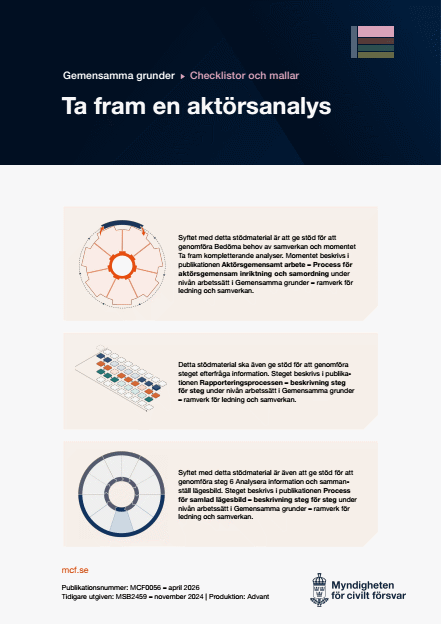 Omslagsbild för  Gemensamma grunder - checklistor och mallar - aktörsgemensam inriktning och samordning - Ta fram en aktörsanalys