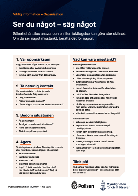 Omslagsbild för  Ser du något – säg något : viktig information organisation