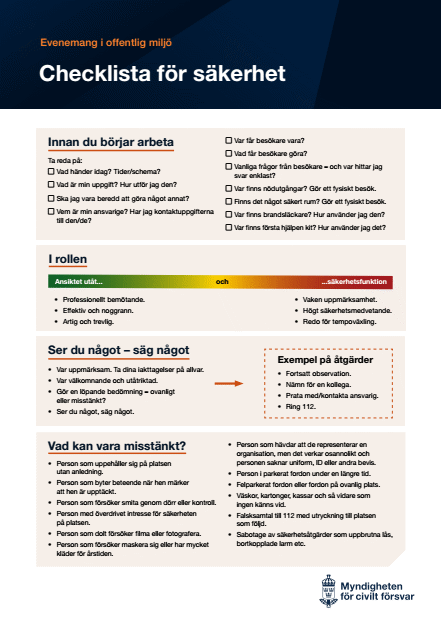 Omslagsbild för  Evenemang i offentlig miljö : Checklista för säkerhet