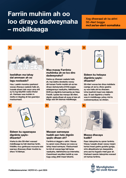 Omslagsbild för  Viktigt meddelande till allmänheten – i mobilen : på somaliska