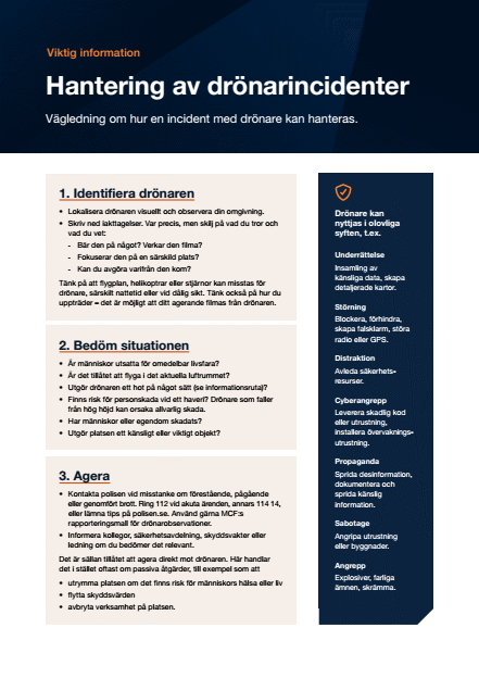 Omslagsbild för  Hantering av drönarincidenter : viktig information